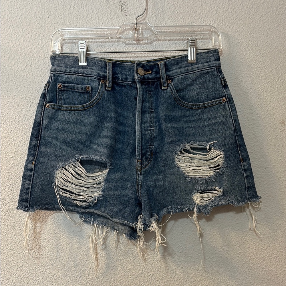 PacSun Blue Jean Shorts with Distressed Frayed Hem